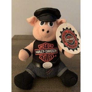 VTG Harley Davidson Motorcycle Biker Plush Hog Pig 7" 1993 w Tags PLAY BY PLAY